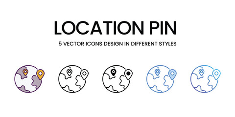Location Pin vector icons set stock illustration.