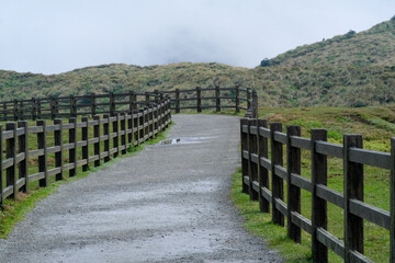 Hiking trail in Qingtiangang Grassland, Yangmingshan Park in Taipei Taiwan.