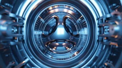 Clean blue light inside the washing machine - extreme detail useful file for repairing services, self-service laundry