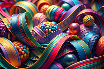 Obraz premium A stunning 3D rendering colored ribbon in a variety of styles, more unique and visually descriptive.