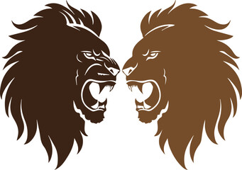 Set of lions Vector on white background	