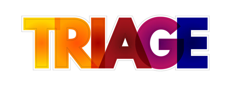 Triage - the preliminary assessment of patients or casualties in order to determine the urgency of their need for treatment, colourful text concept background