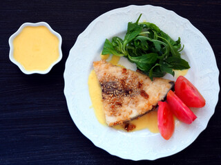 Sesame-Crusted Fish Fillet with Fresh Salad and Sauce