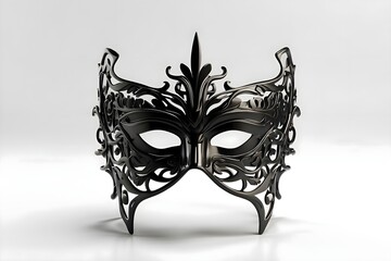 Cool 3D mask in black color made of metal, white background