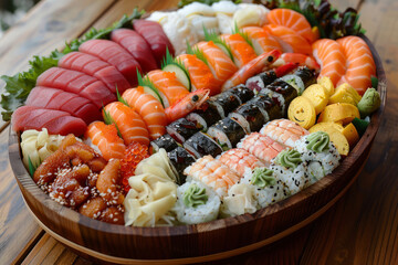 Assorted Japanese cuisine. Beautiful and bright food