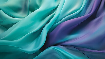 Fototapeta premium Veils of ultraviolet and jade green billow and ripple, like silk caught in a gentle breeze, their luminous beauty immortalized in unparalleled high-definition detail.