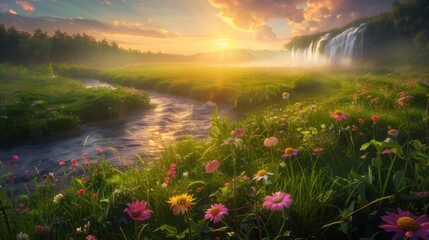 Fototapeta premium creating a vibrant tapestry of colors against the clear blue water.