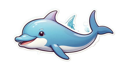 Obraz premium png sticker no background cute baby dolphin