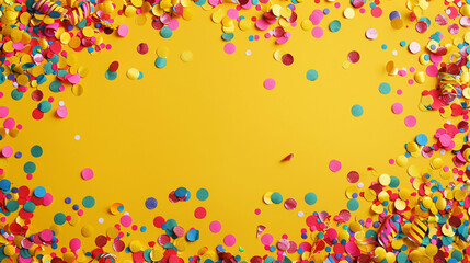 A cheerful confetti-filled background with space for your custom text or logo
