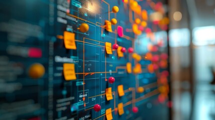 Workflow management planning drawing illustrating organized workflows and management strategies