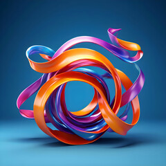 A stunning 3D rendering colored ribbon in a variety of styles, more unique and visually descriptive.