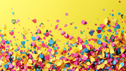 A colorful confetti-filled background with space for your custom text or logo