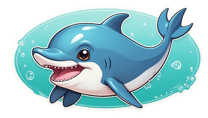 Obraz premium png sticker no background cute baby dolphin