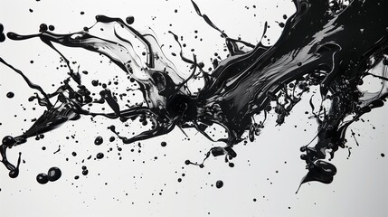 Fototapeta premium A black ink splattered on a white background.