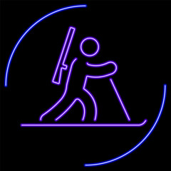 biathlon neon sign, modern glowing banner design, colorful modern design trend on black background. Vector illustration.