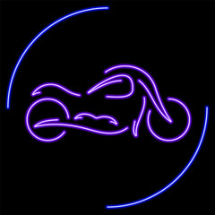 moto sport neon sign, modern glowing banner design, colorful modern design trend on black background. Vector illustration.