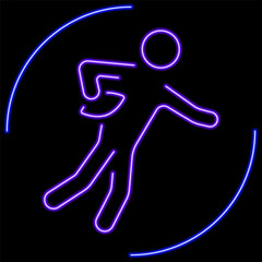 rugby neon sign, modern glowing banner design, colorful modern design trend on black background. Vector illustration.