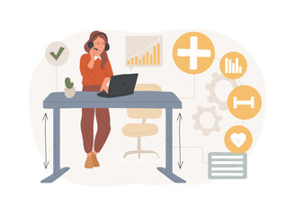 Health-focused IOT desks isolated concept vector illustration.