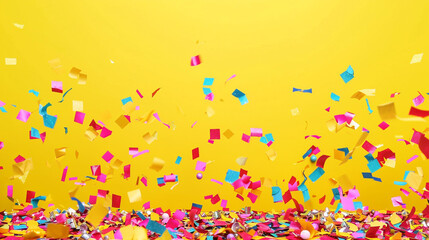 A joyful confetti backdrop with space for your custom text or logo