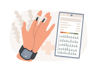 Healthcare trackers wearables and sensors isolated concept vector illustration.