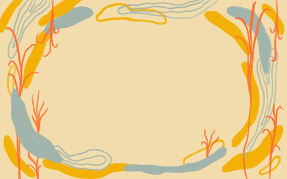 Abstract plantlike shapes on a beige background