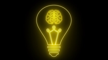 The human brain combined with an electric light bulb. A glowing light bulb that have a glowing human brain inside. Symbol for creative and thinking idea concept.