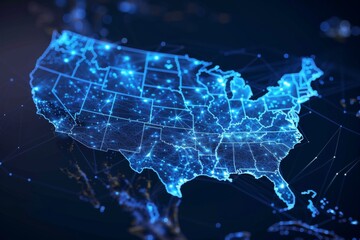 Digital map of america network connectivity created with generative ai