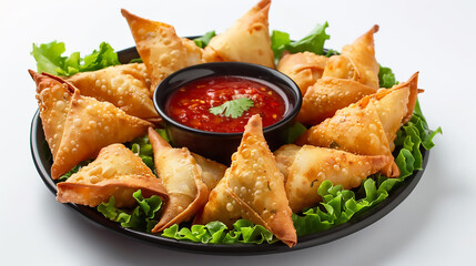 mini triangle  samsa samosa made using patti or strip, popular home made snack from India arabic 