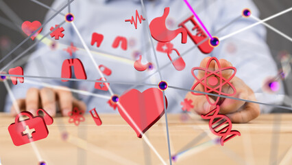  Ui icon medical in hospital with medical technology network concept - 3d