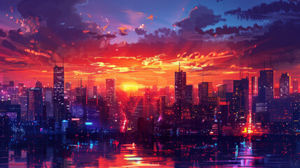 Fototapeta premium city skyline at night