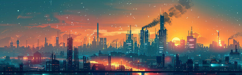 Fototapeta premium cover background inspired by urban and industrial themes, dynamic cityscape, skyline, or industrial settings that capture the energy and vibrancy of urban environments. 