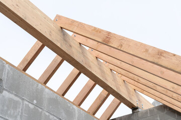 Fototapeta premium construction of a wood roof structure