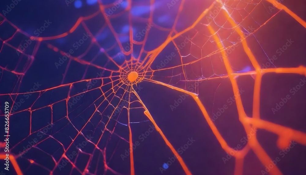 Wall mural a close-up view of a spider web with intricate patterns and vibrant colors