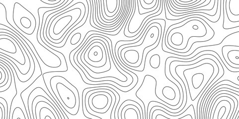 Black and white abstract topographic contours map background, topographic map and landscape terrain texture grid outline cartography landscape white wave paper curved reliefs abstract background.