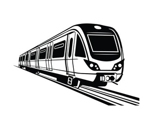 High speed train silhouette vector on white background with train llogo design High speed rail icon