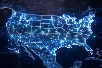 Digital map of america network connectivity created with generative ai