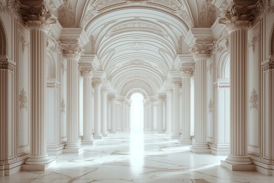 Expansive neoclassical interior with columns