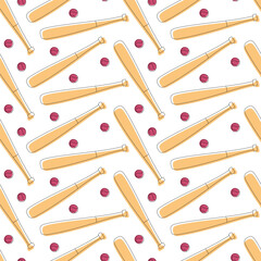 baseball Seamless pattern vector softball baseball bat scarf isolated tile background wallpaper isolated white