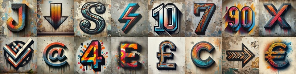 Graffiti style Lettering Typeface. AI generated illustration