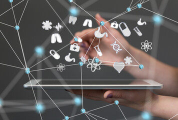 digital medical futuristic interface 3D rendering