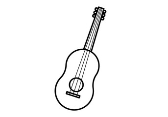 Fototapeta premium Icono negro de guitarra en fondo blanco.