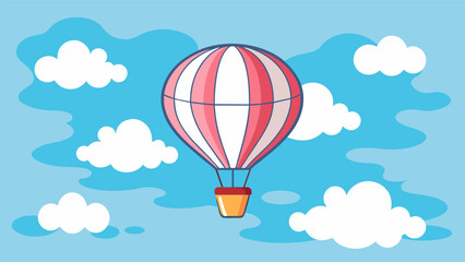 A whimsical doodle of a hot air balloon floating a clouds inspiring the viewer to let their thoughts rise and drift away.. Vector illustration