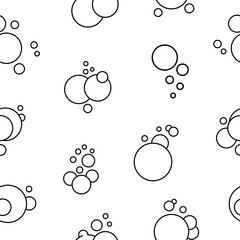 Flying soap bubbles shapes. Seamless pattern. Coloring Page. Bath, shampoo, shaving. Hand drawn style. Vector drawing. Design ornaments.