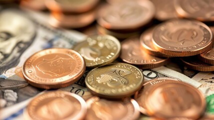  financial illustration, Coins, bills, Bitcoin, money growth, profit, 16:9