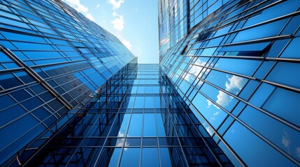 Obraz premium office, skyscrapers, Exterior facade, glazing, minimalism, 16:9