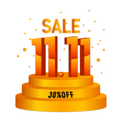 Vector of 11.11 Sale Shopping day vector or icon. 11 november sales vector icon template design for social media and website. Yellow and orange 11,11 sale vector icon