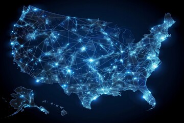 Digital map of america network connectivity created with generative ai
