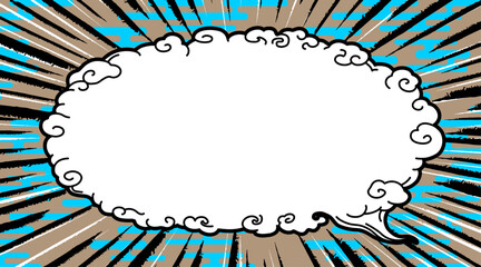 浮世絵タッチの吹き出し　ポップな背景集中線