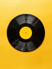 Fototapeta premium A black record with a yellow circle in the middle