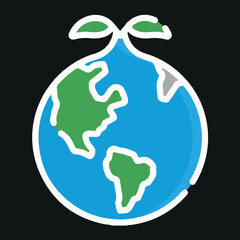Green World Outline Icon. Environmental Conservation. Green day icon.